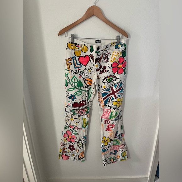 Vintage 2001 Dolce & Gabana Multicolor Graphic Print Pants 26